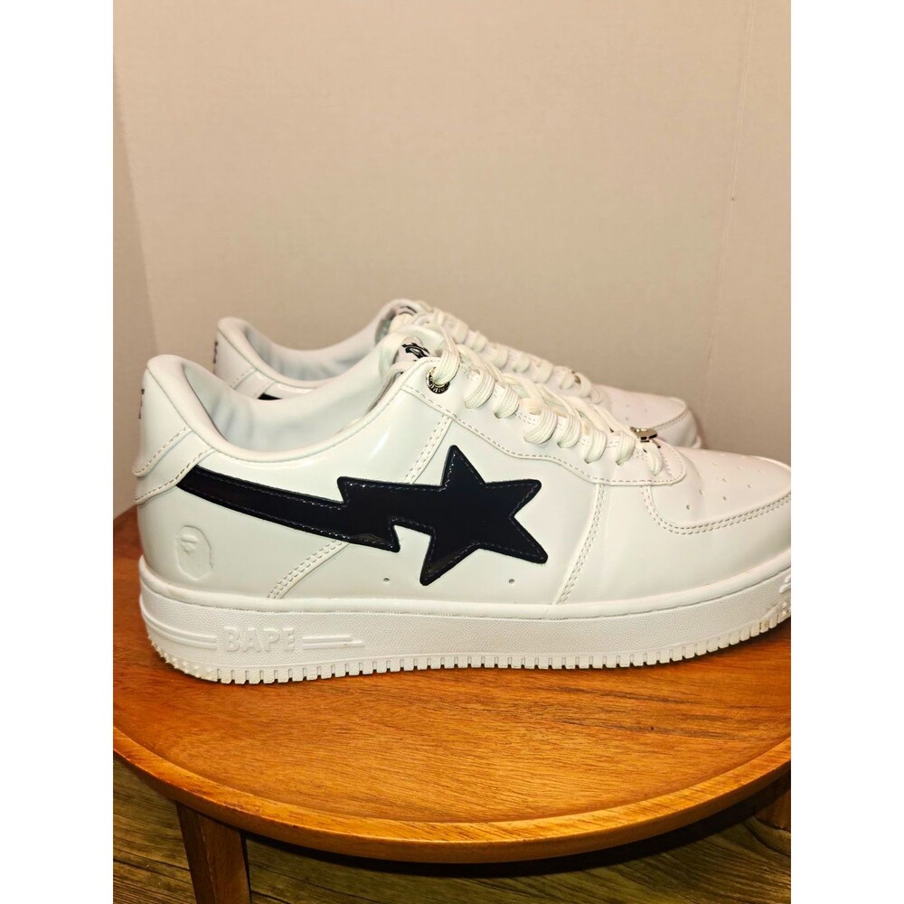 A Bathing Ape BAPE STA Men's Low Top Lace-Up Sneakers Wht/Blk Sz 11 Star Logo